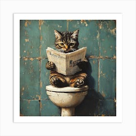 Cat Reading Newspaper 9 Art Print