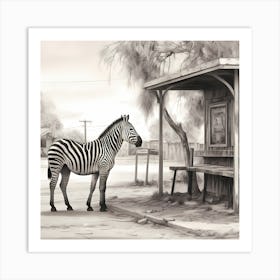 Zebra At The Station Art Print