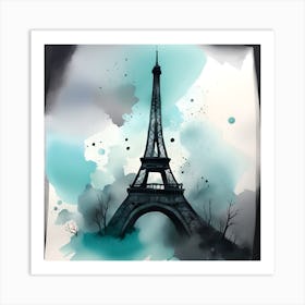 Paris Eiffel Tower Monochromatic Watercolor Art Print