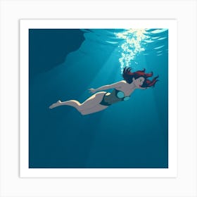 Mermaid Underwater Art Print