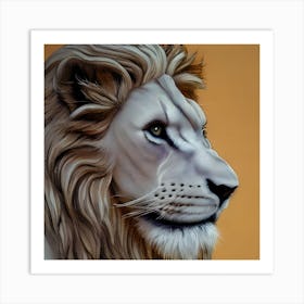 Golden White Lion Profile Art Print