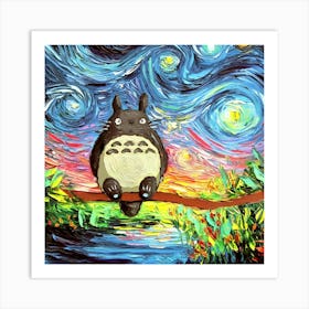 Totoro Van Gogh Starry Night Art Print