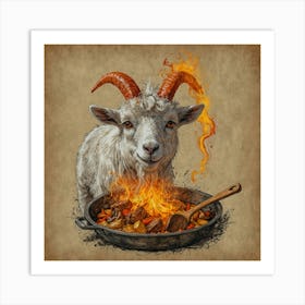 Goat On Fire 2 Art Print