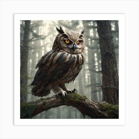 Owl In The Forest 110 Art Print