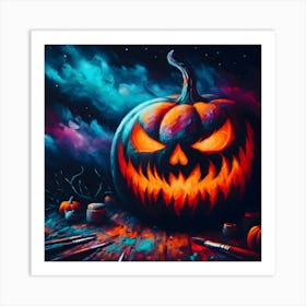 Halloween Pumpkin Painting Art Print