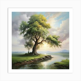 Tree By The River Art Print