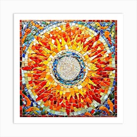 Mosaic Sun A Sun Created From A Mosaic Of Small Tiles 20 Art Print