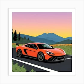 Close-Up of High-Performance Racer with White Stripes Art Print