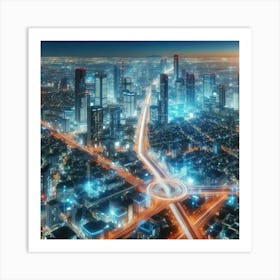 Cityscape At Night 9 Art Print