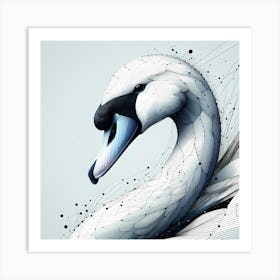 Swan - Abstract Line Art Illustration 210 Art Print