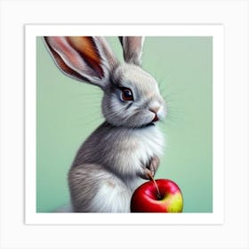Bunny With Apple Art Print