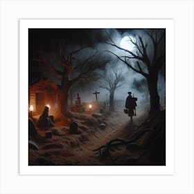 Haunted Cemetery Art Print