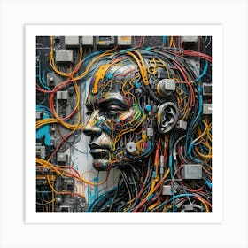 Cybernetic Head Art Print