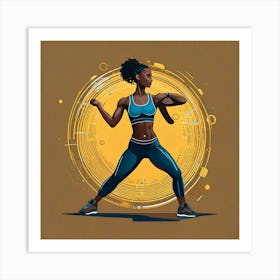 Firefly Fitness, Illustration, Logo, Background, Woman, Workout, Exercise, Gym, Health, Training, We (8) Art Print