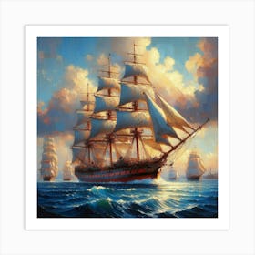 Sailing Ship In The Ocean Art Print