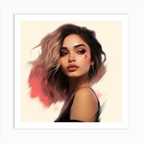 Watercolor Portrait Of A Latina Girl Art Print