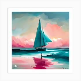 Sailboat At Sunset Art Print