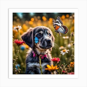 Butterfly Puppy Art Print