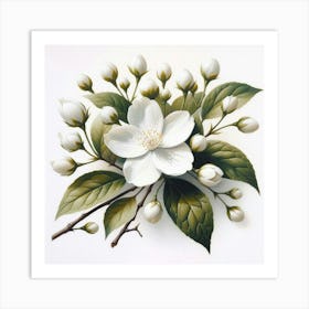 White Jasmine Flower 1 Art Print