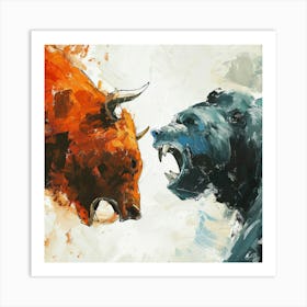 Bull And Bear Fighting Art Print