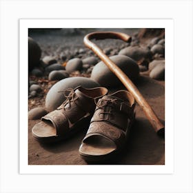 Sandals And Cane Art Print