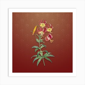 Vintage Turban Lily Botanical on Falu Red Pattern n.2402 Art Print