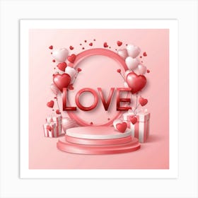 Love Frame With Balloons Art Print