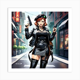 Woman With Guns 1 Art Print