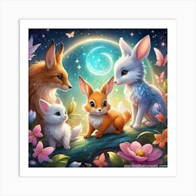 Cute wall decor of Foxes Art Print