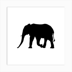 Silhouette Of An Elephant Art Print