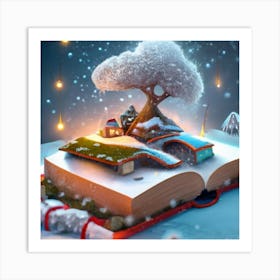 An Open Book Lies On The Sparkling Snow Art Print