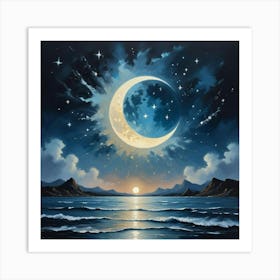 Moon And The Stars Art Print 3 Art Print