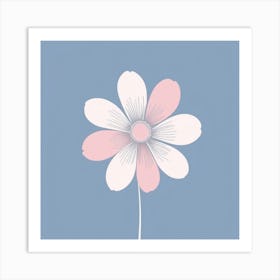 A White And Pink Flower In Minimalist Style Square Composition 367 Art Print