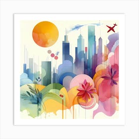 Abstract City Skyline 2 Art Print