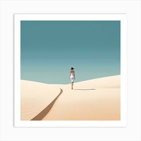 Woman Walking In The Desert 1 Art Print