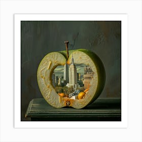 The Big Apple in the Style of Magritte. Surreal Cityscape. Art Print