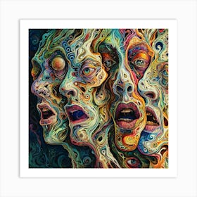 Psychedelic Faces Art Print