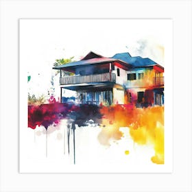 Watercolor Of A House Art Print