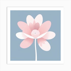 A White And Pink Flower In Minimalist Style Square Composition 266 Art Print