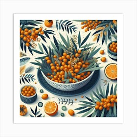 Scandinavian Art, Sea buckthorn berries Art Print