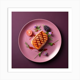 Grilled Steak On A Plate Art Print