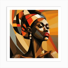 Cubism Ugandan Woman 01 Art Print