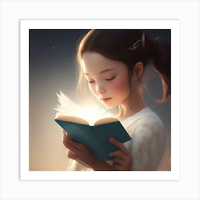 Chinese Girl Reading Book Art Print