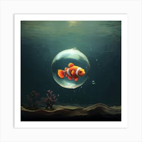 Clownfish In A Bubble Art Print