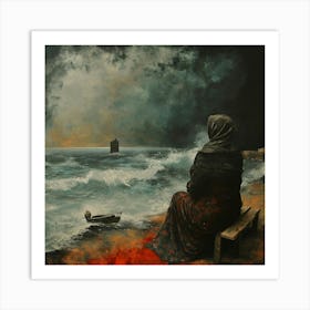 Melancholic Woman by the Sea # 3 Art Print