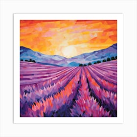 Lavender Field At Sunset Art Print