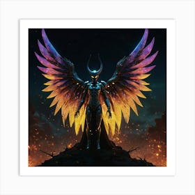 Default Golden Crusader Dark Knight Fallen Angel With Dragon W 0 Art Print