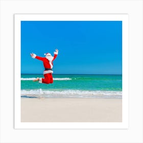 Santa Claus On The Beach 1 Art Print