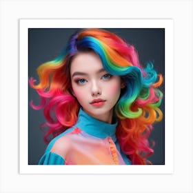 Young Woman With Colorful Hair Art Print