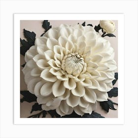 Aesthetic style, Large white Dahlia flower Art Print